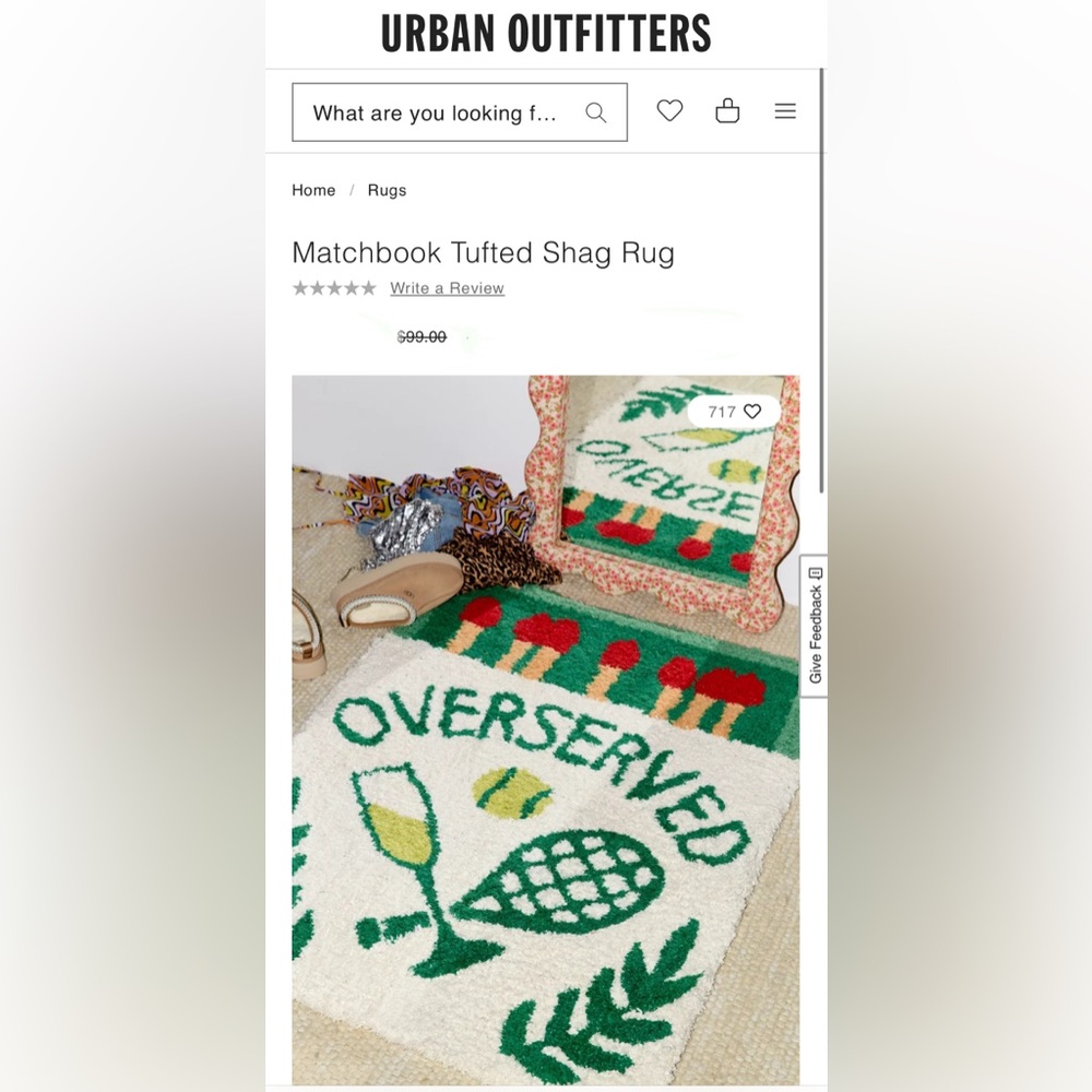 NWT Urban Outfitters Overserved Rug🎾🍸
